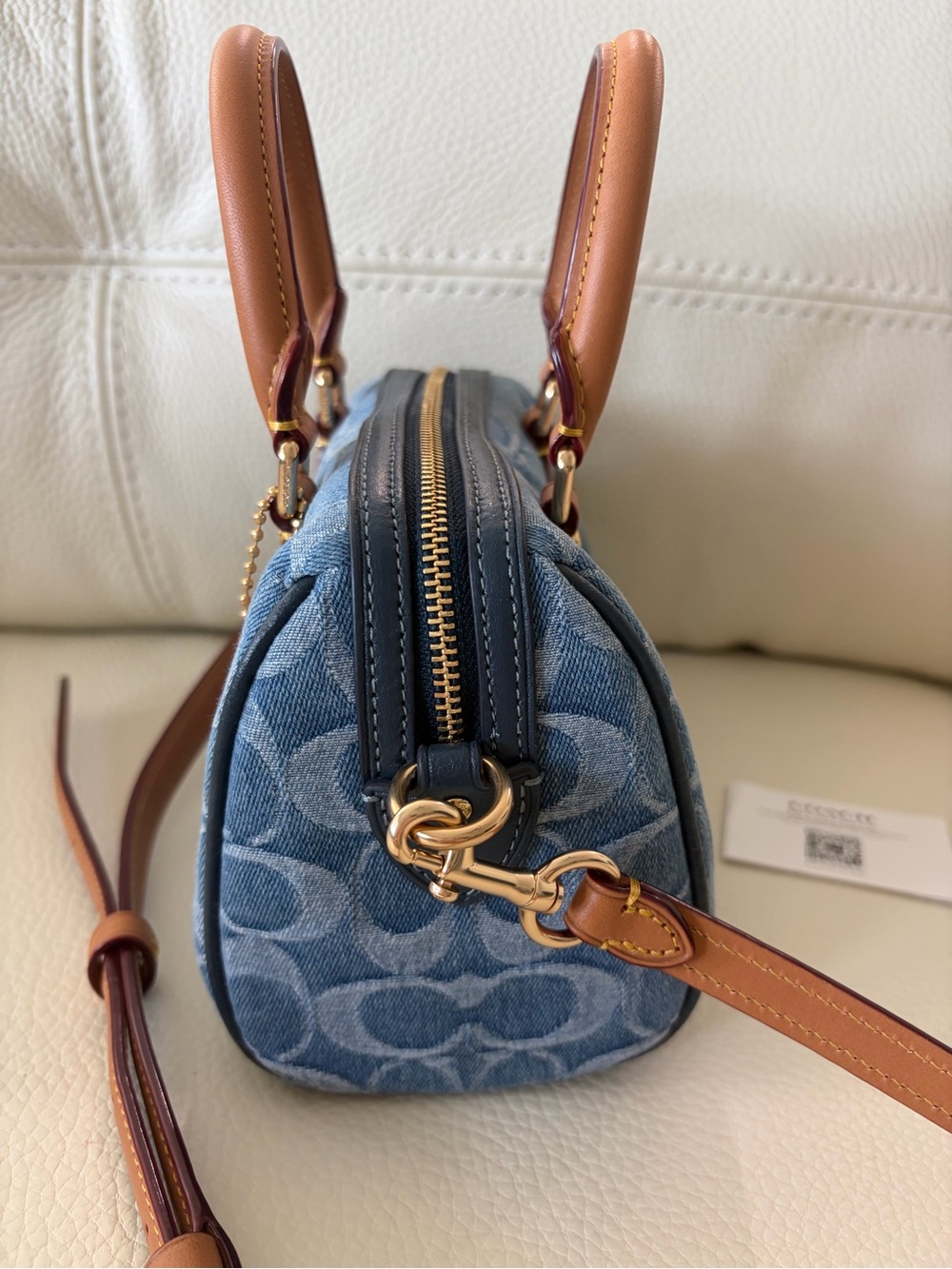Coach Denim Mini Rowan Satchel Signature crossbody bag - Picture 2 of 7